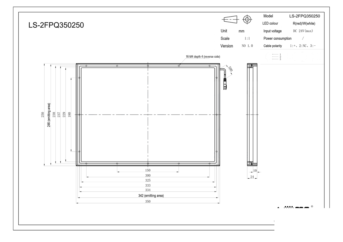 LS-2FPQ350250 dimensions (mm)