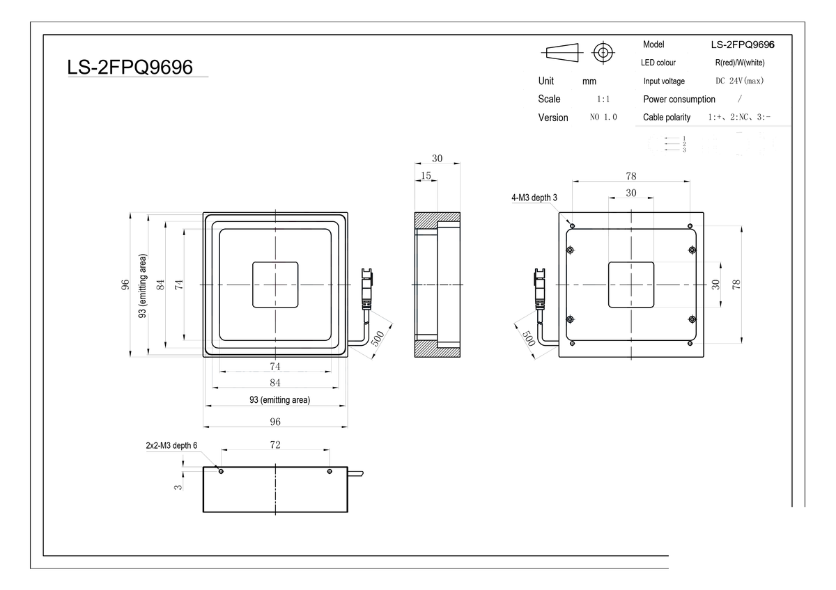 LS-2FPQ9696 dimensions (mm)