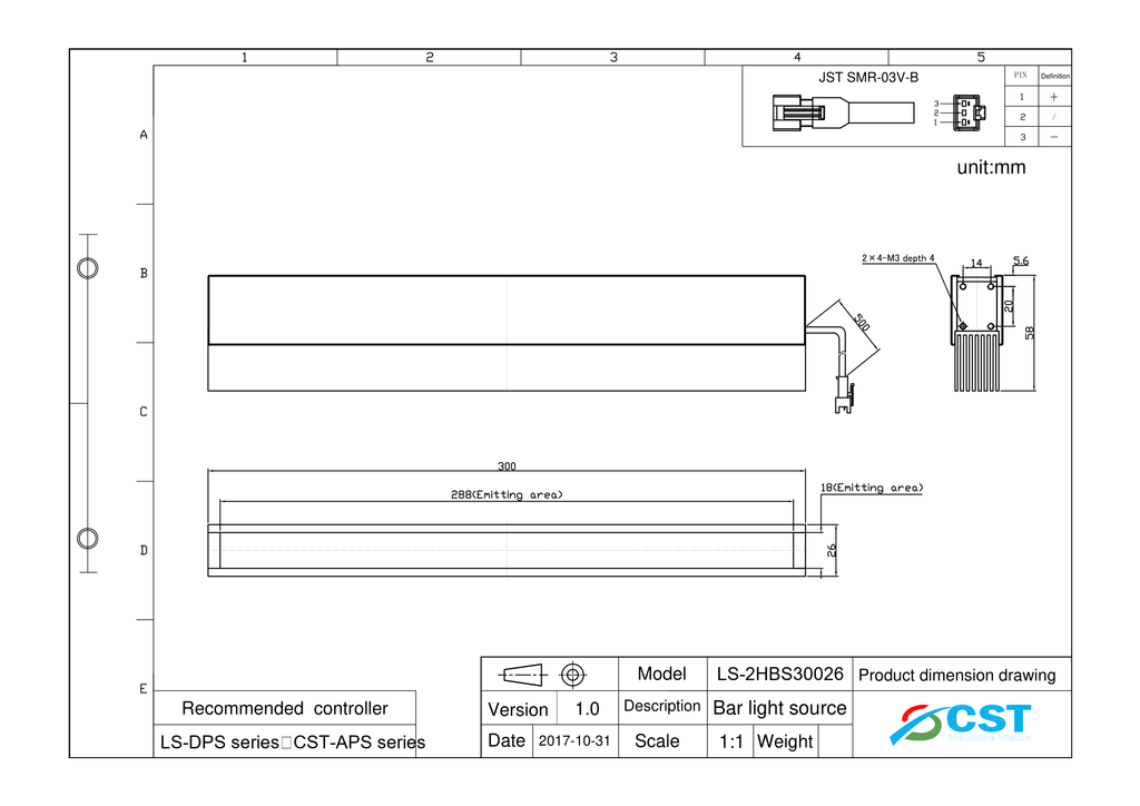LS-2HBS30026-RGBW dimensions (mm)