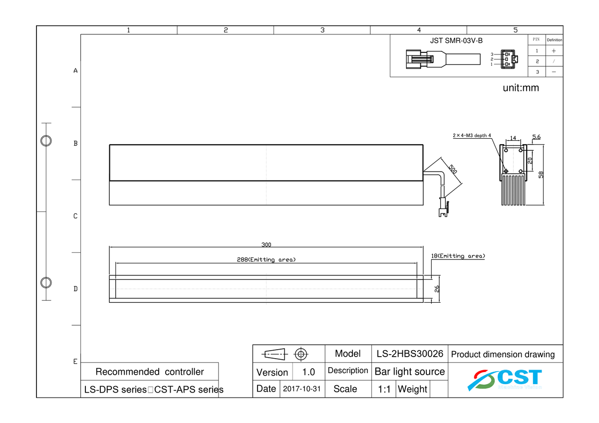 LS-2HBS30026-RGBW dimensions (mm)