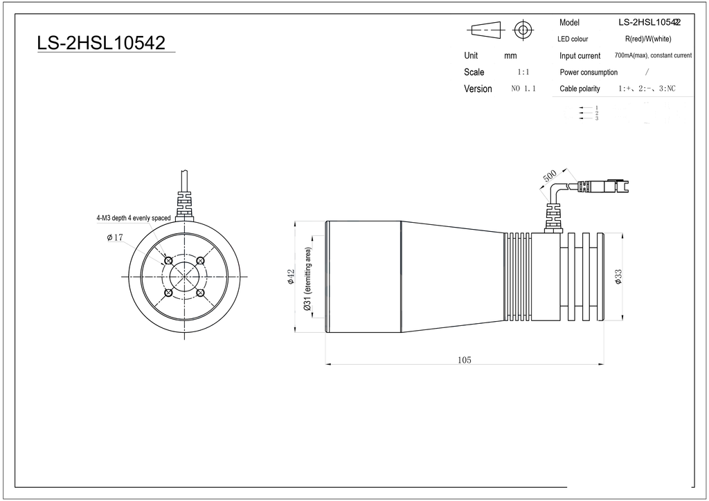 LS-2HSL10542 dimensions (mm)