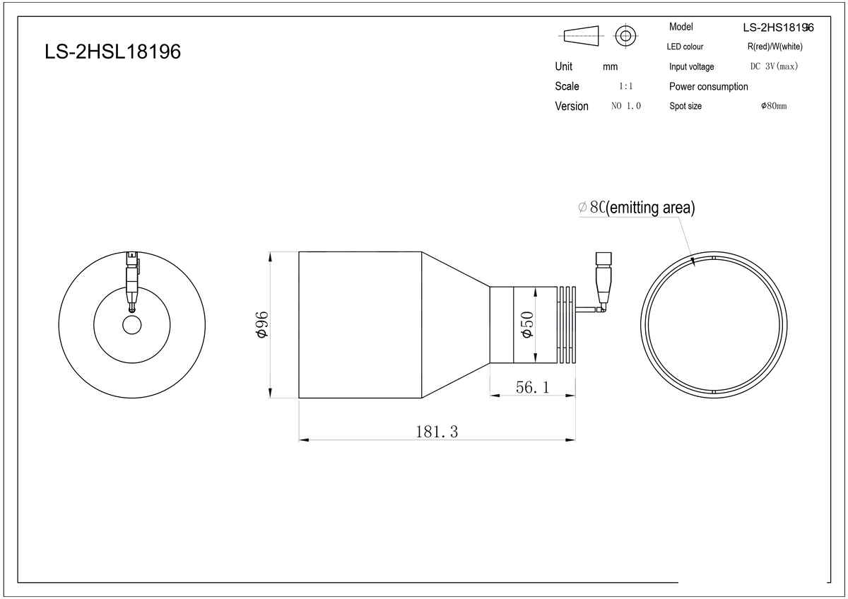 LS-2HSL18196 dimensions (mm)