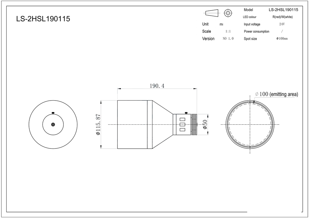 LS-2HSL190115 dimensions (mm)