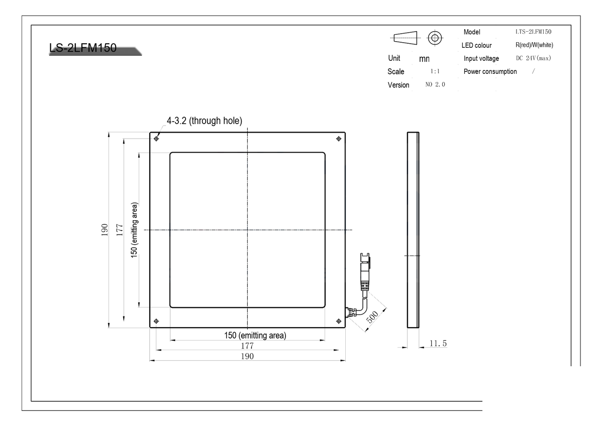 LS-2LFM150 dimensions (mm)