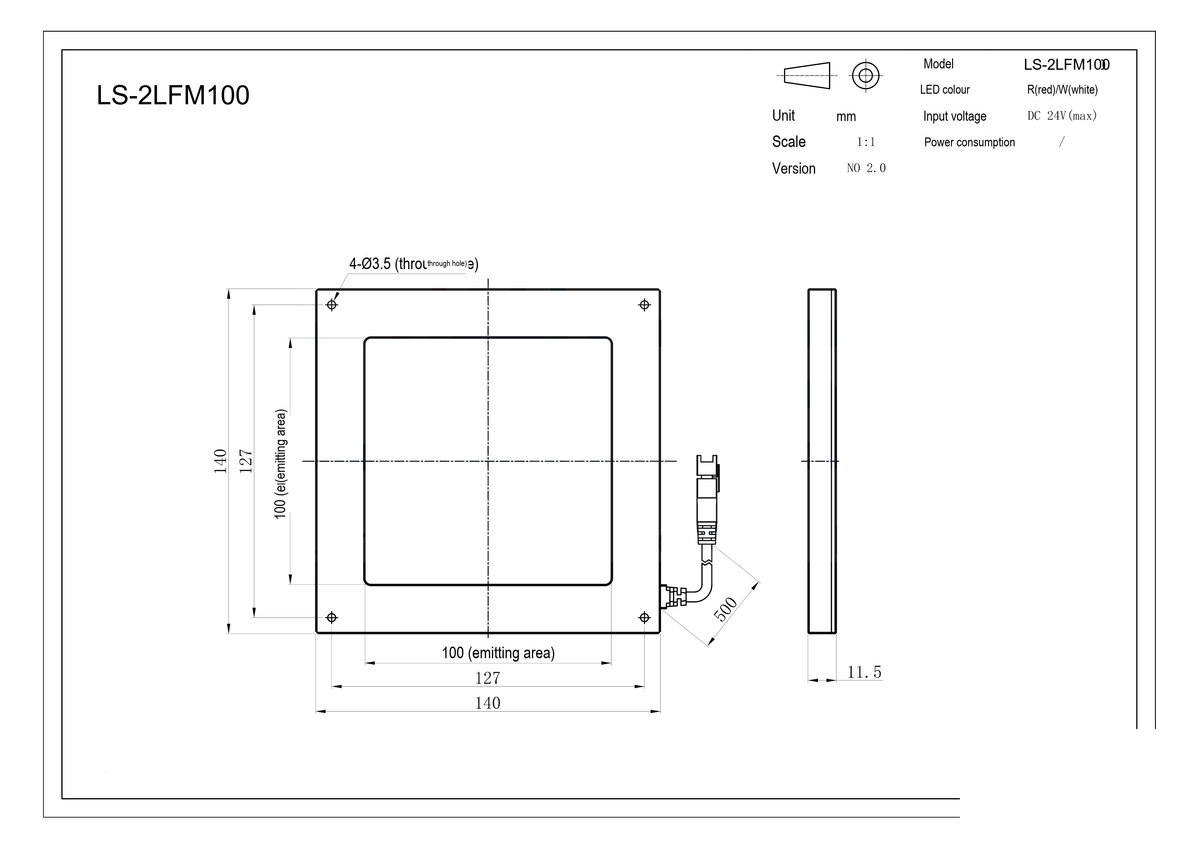 LS-2LFM100 dimensions (mm)