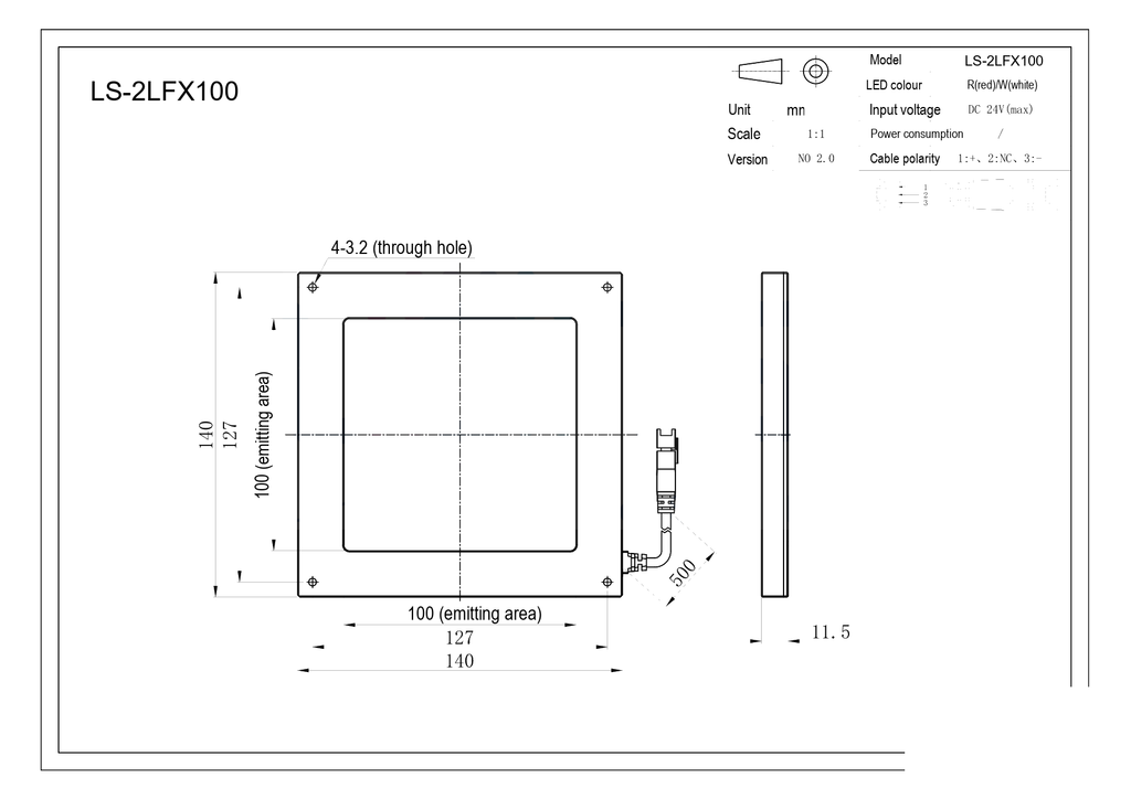 LS-2LFX100-C dimensions (mm)
