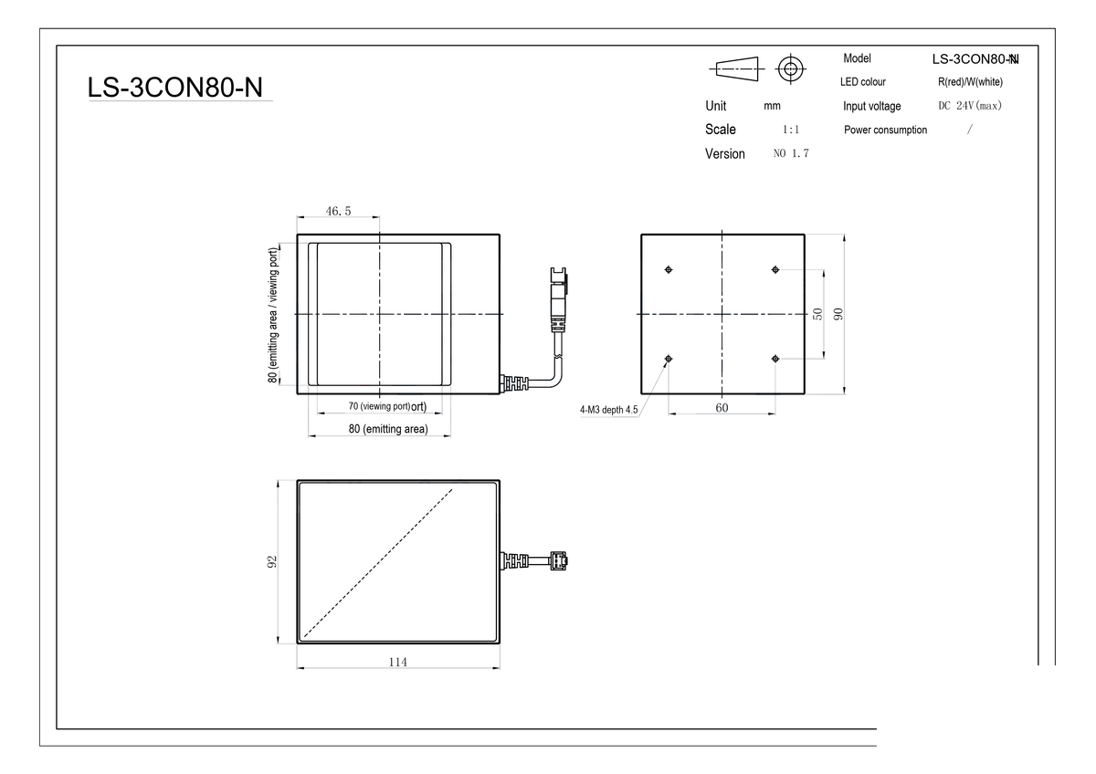 LS-3CON80-N dimensions (mm)