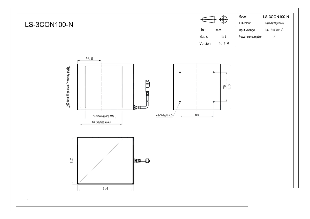 LS-3CON100-N dimensions (mm)