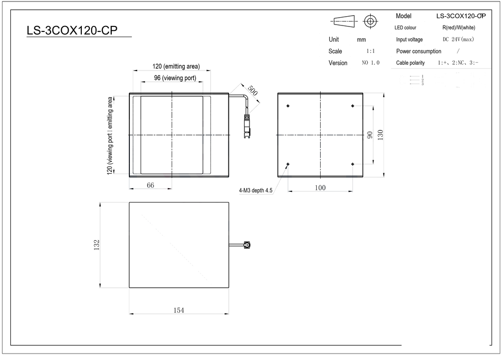 LS-3COX120-CP dimensions (mm)