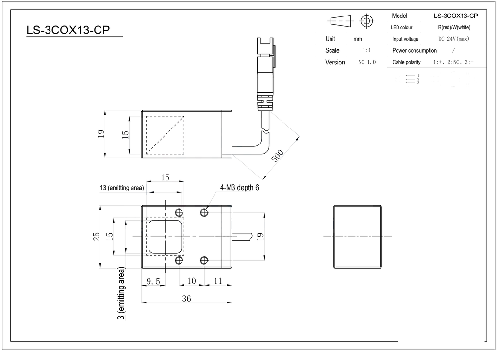 LS-3COX13-CP dimensions (mm)