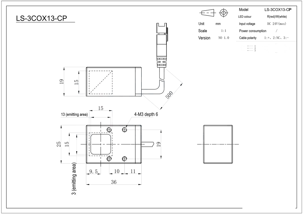 LS-3COX13-CP dimensions (mm)