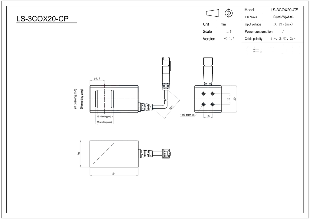 LS-3COX20-CP dimensions (mm)