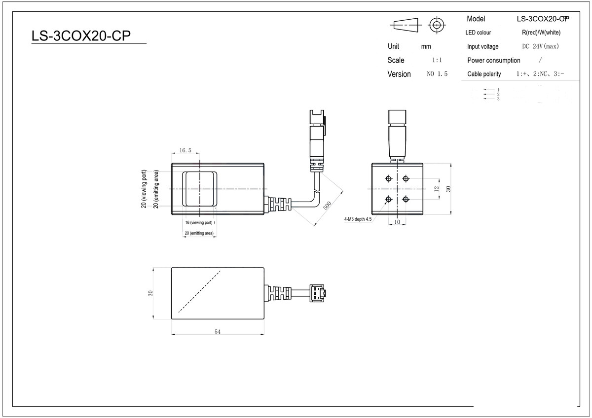 LS-3COX20-CP dimensions (mm)