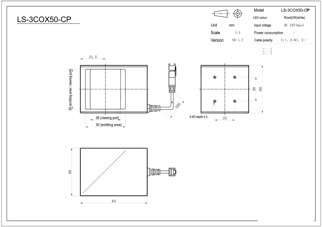 LS-3COX50-CP dimensions (mm)