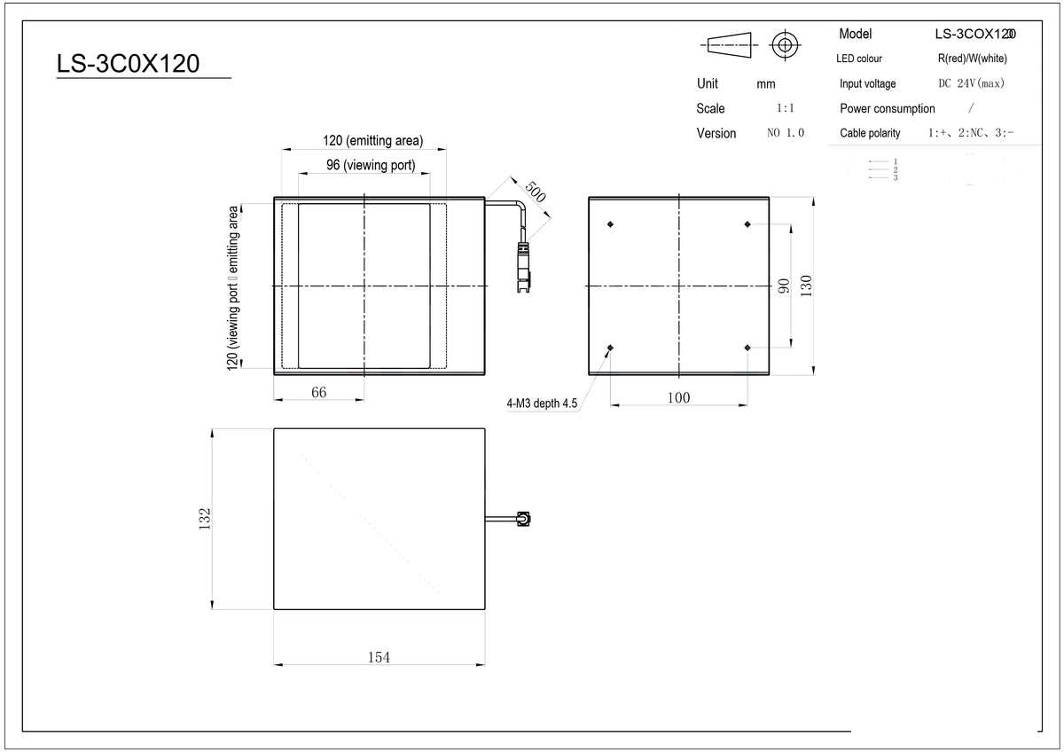 LS-3COX120 dimensions (mm)