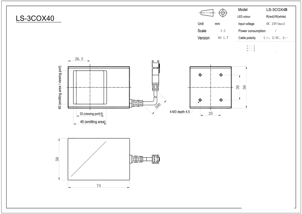 LS-3COX40 dimensions (mm)