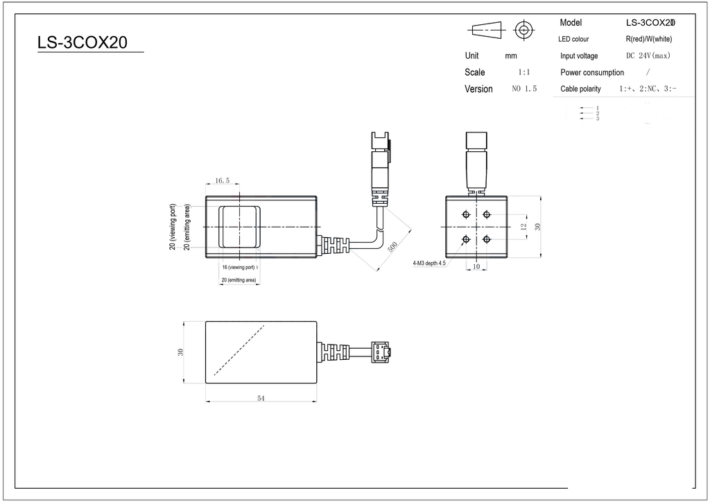 LS-3COX20 dimensions (mm)