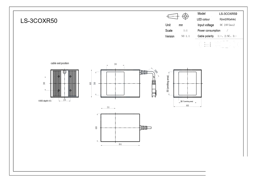 LS-3COXR50 dimensions (mm)