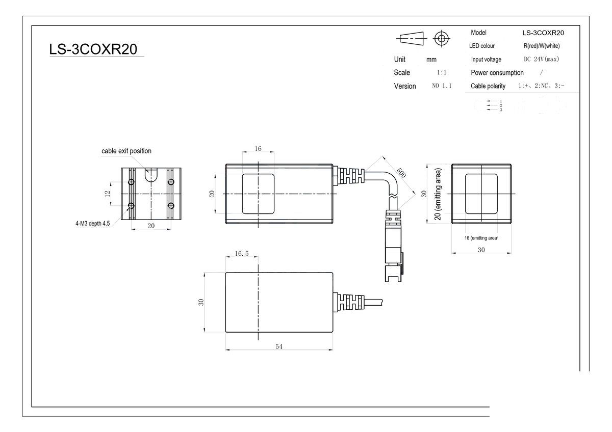 LS-3COXR20 dimensions (mm)