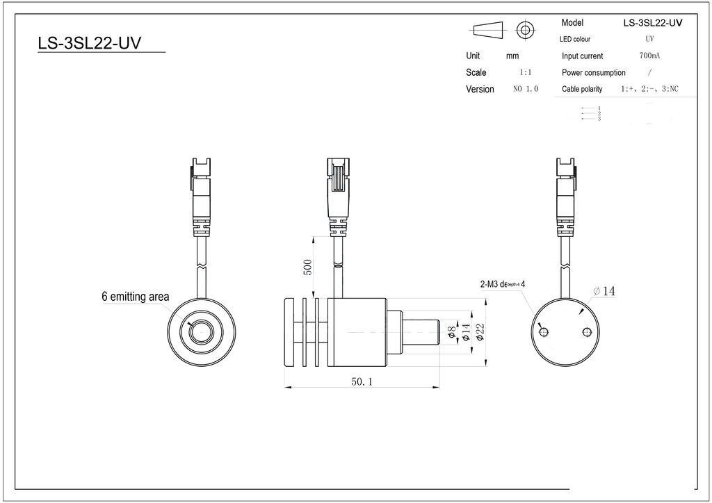LS-3SL22 dimensions (mm)