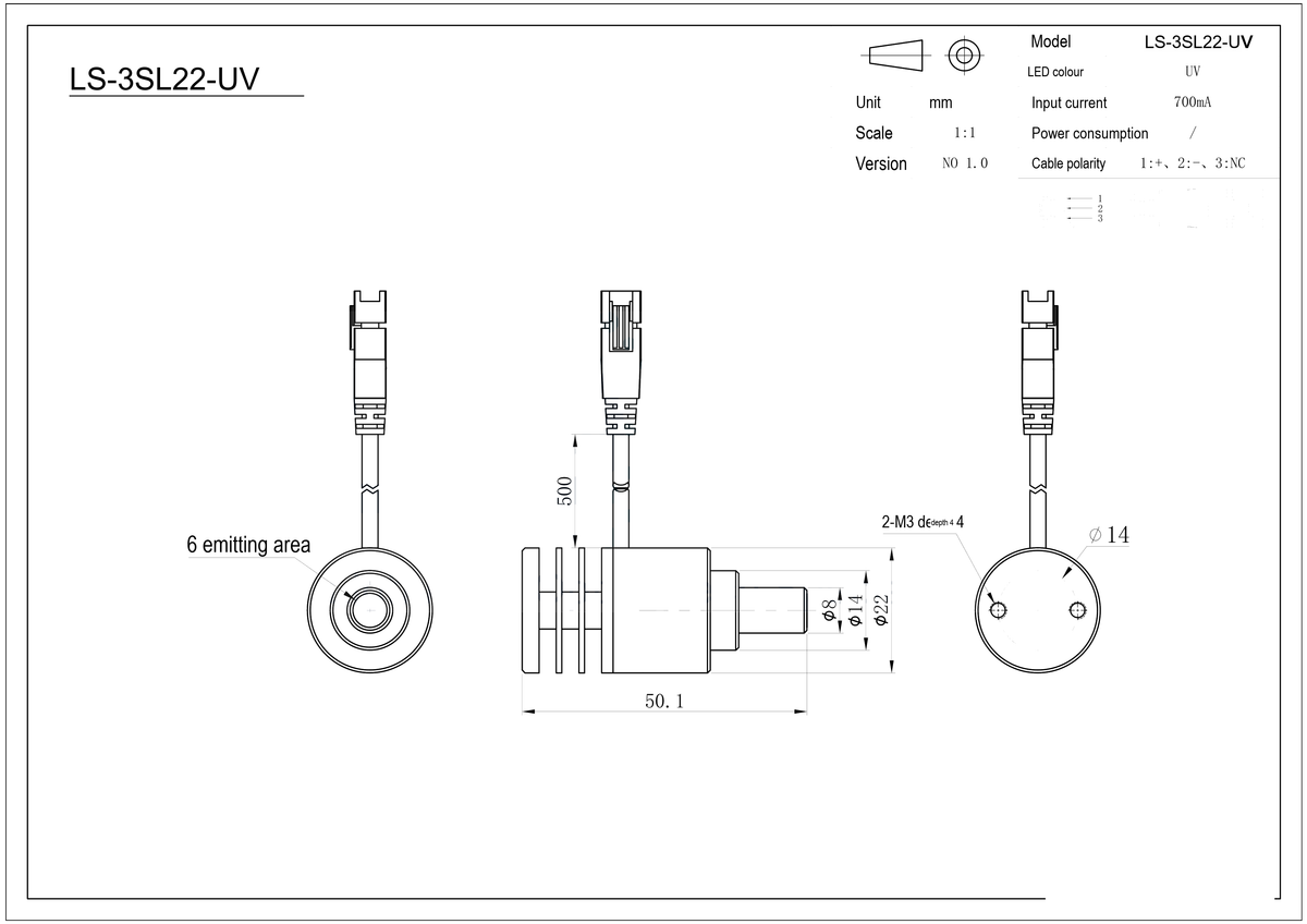 LS-3SL22 dimensions (mm)