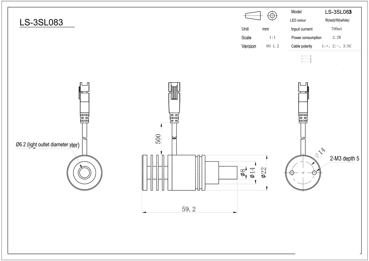 LS-3SL083 dimensions (mm)