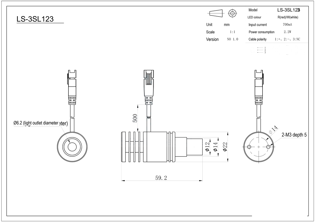 LS-3SL123 dimensions (mm)