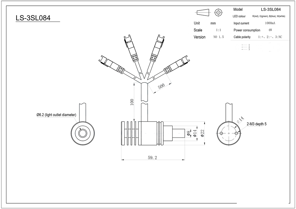 LS-3SL084-RGBW dimensions (mm)