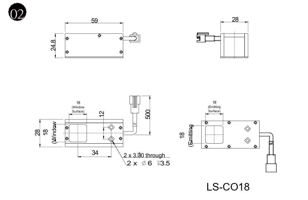 LS-CO13-Z dimensions (mm)