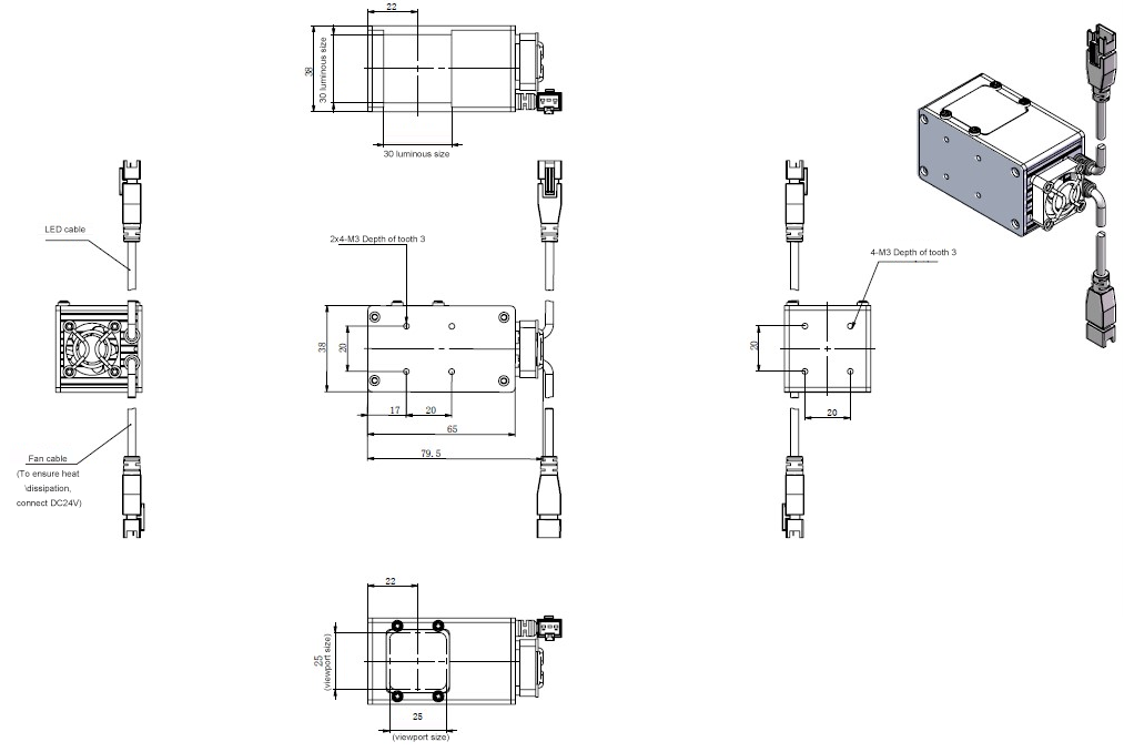 LS-3COG3030 dimensions (mm)