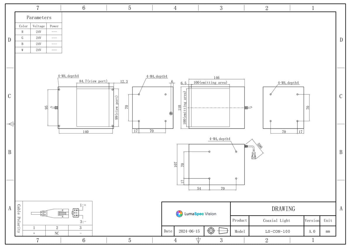 LS-CON-100 dimensions (mm)
