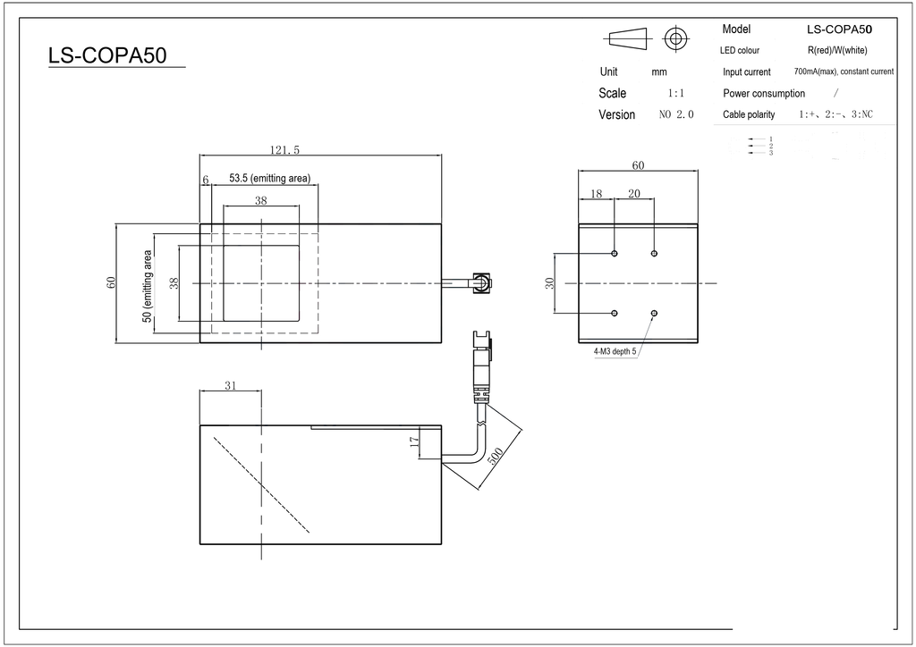 LS-COPA50 dimensions (mm)