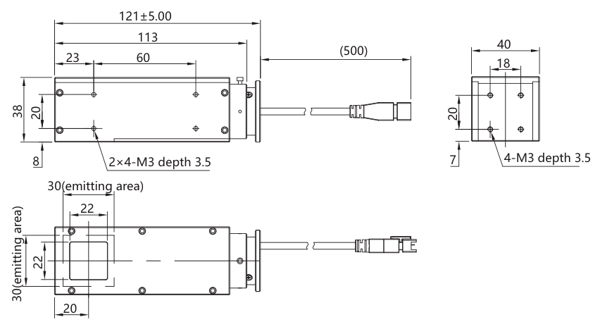 LS-COPS30-R/G/B/W dimensions (mm)