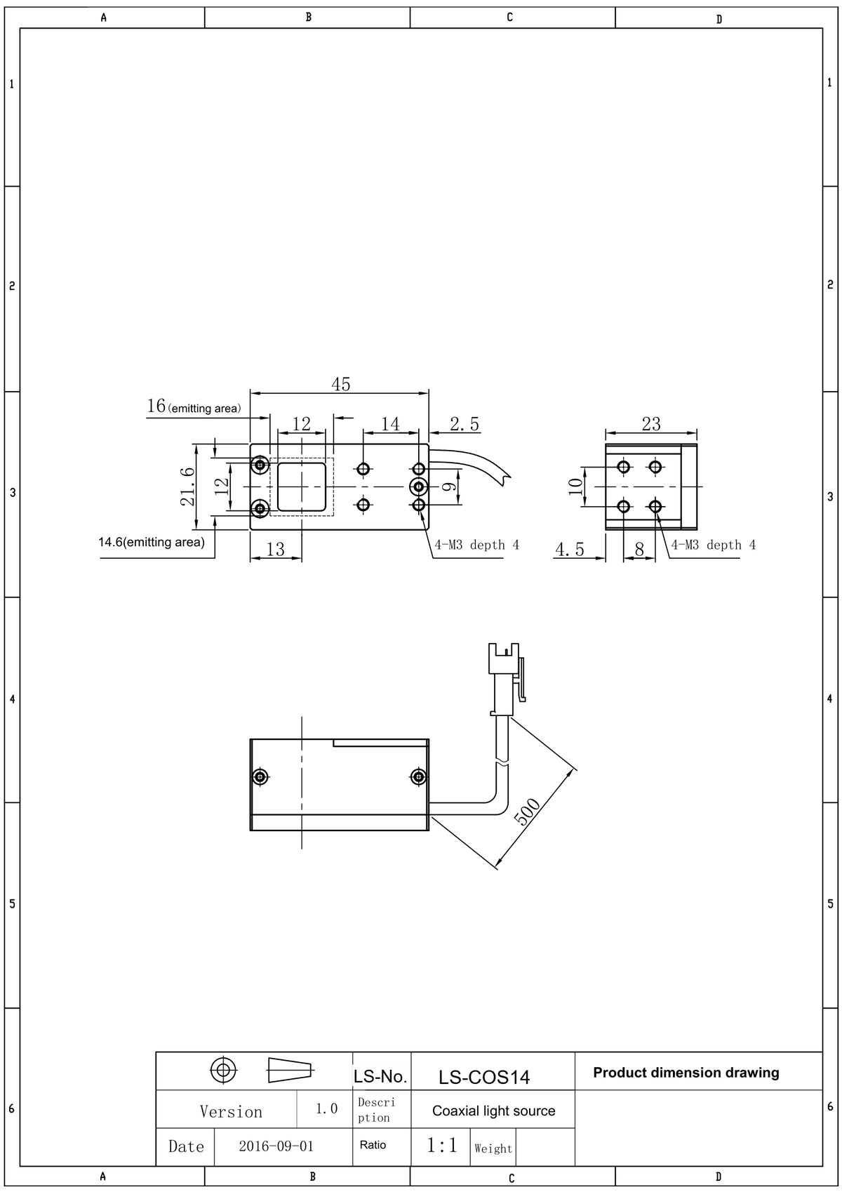 LS-COS14 dimensions (mm)