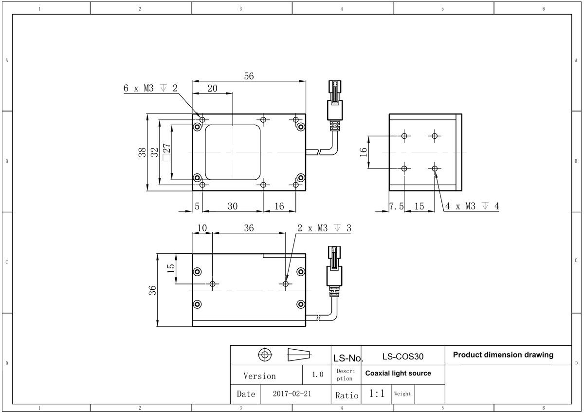 LS-COS30 dimensions (mm)