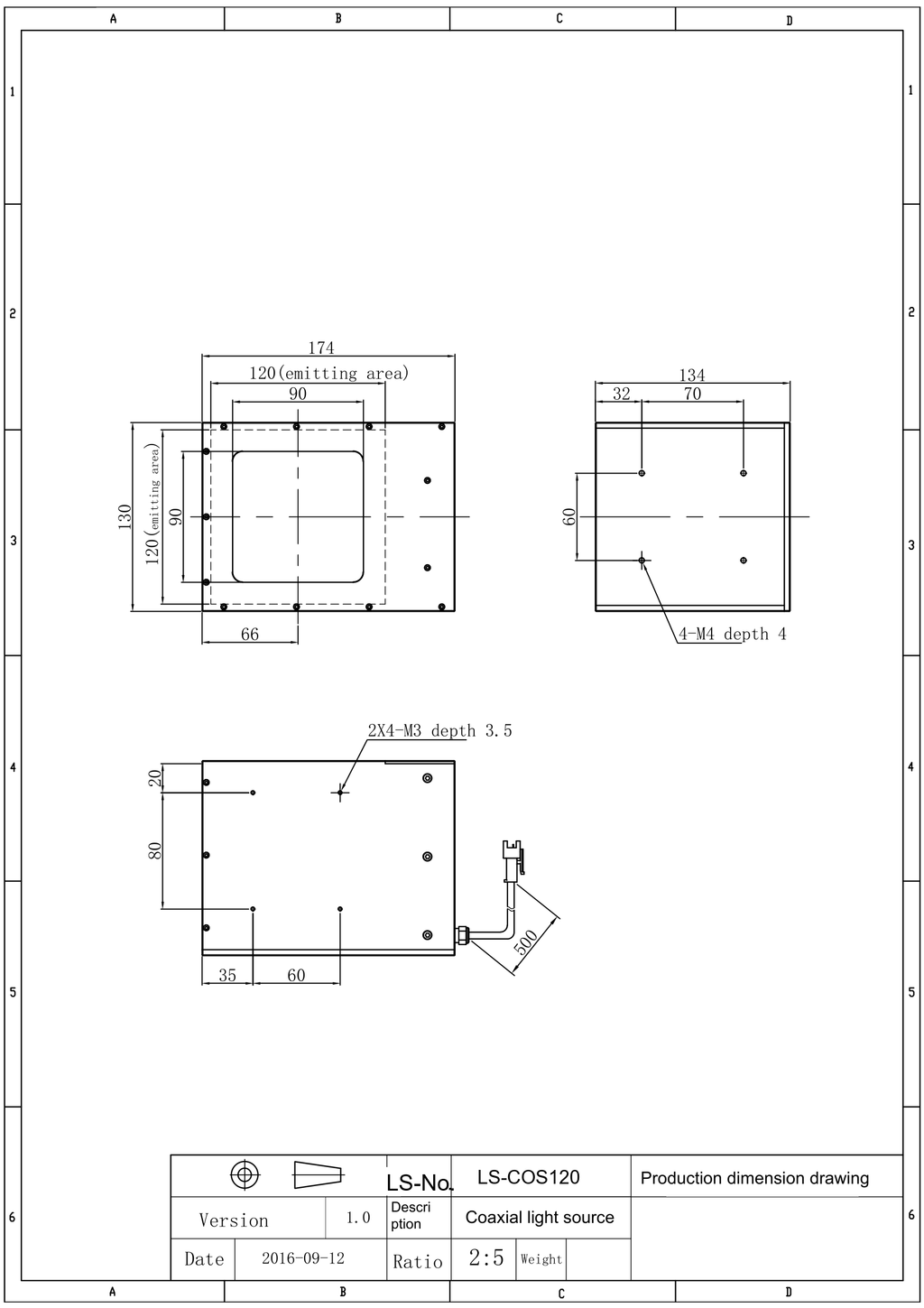 LS-COS120 dimensions (mm)