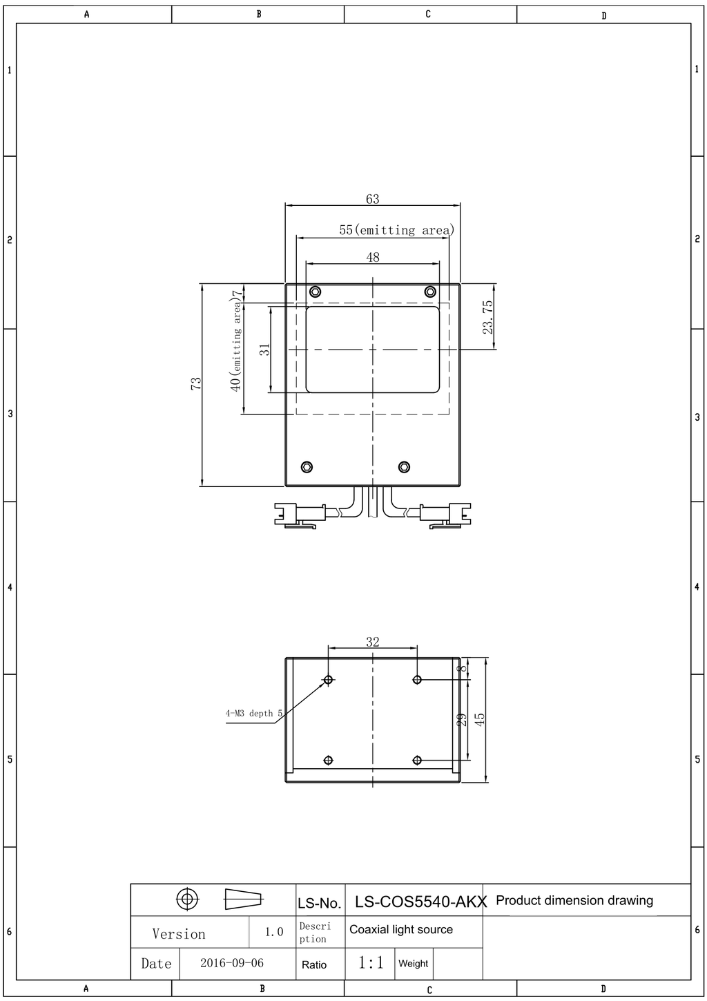 LS-COS5540 dimensions (mm)