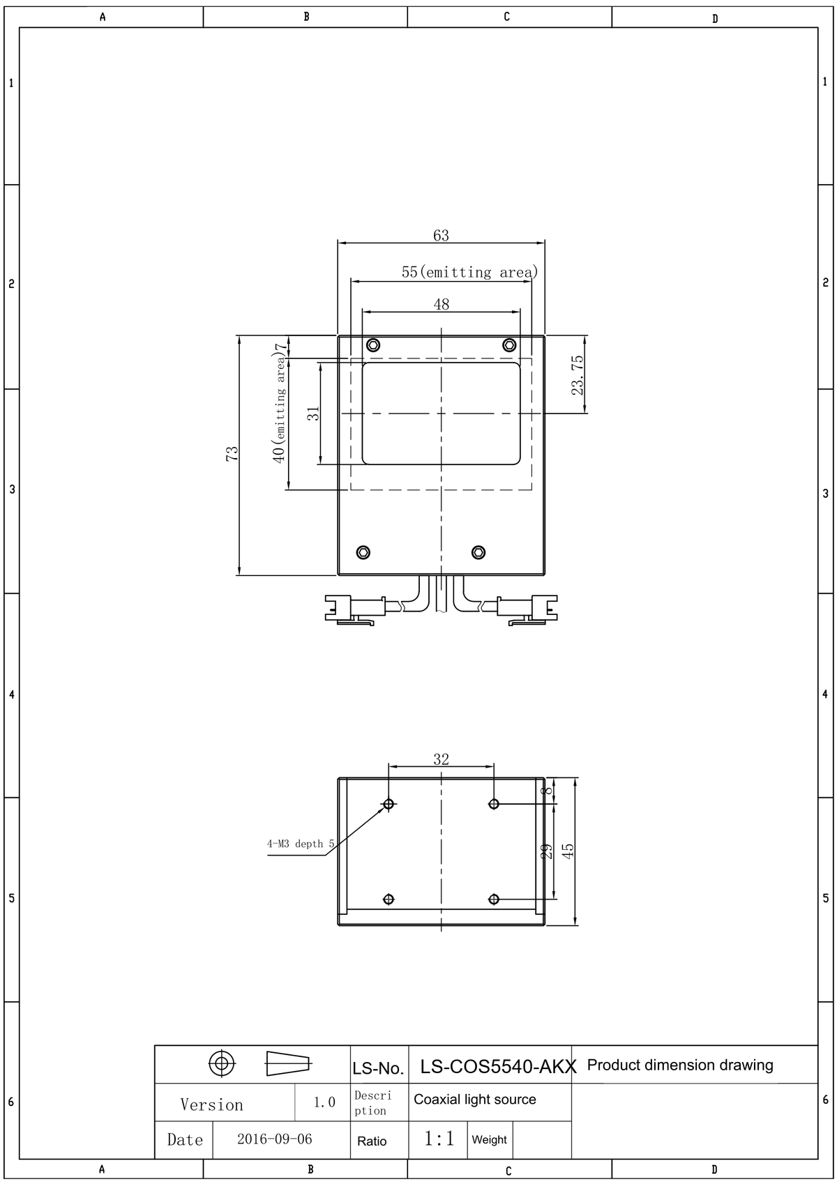 LS-COS5540 dimensions (mm)