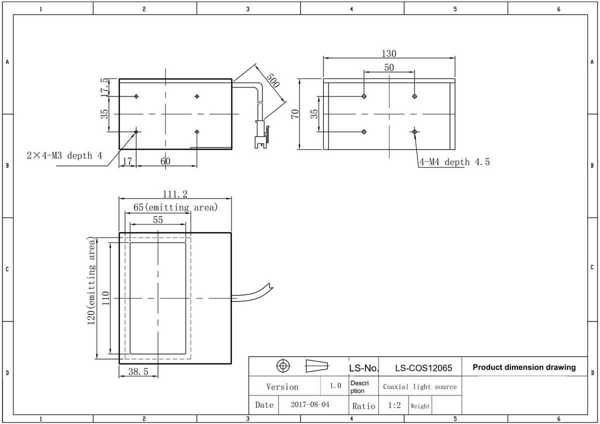 LS-COS12065 dimensions (mm)