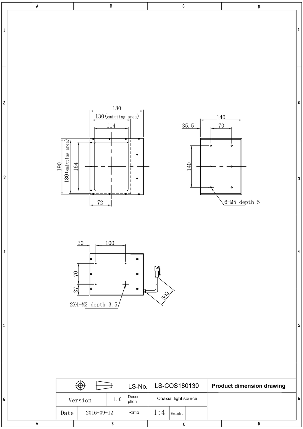 LS-COS140-W dimensions (mm)