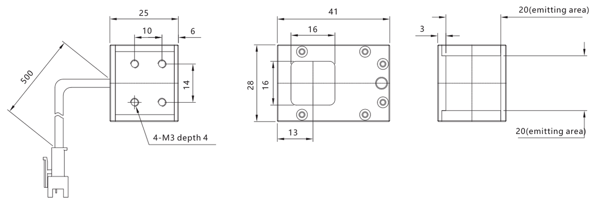 LS-COSC20-R/G/B/W dimensions (mm)