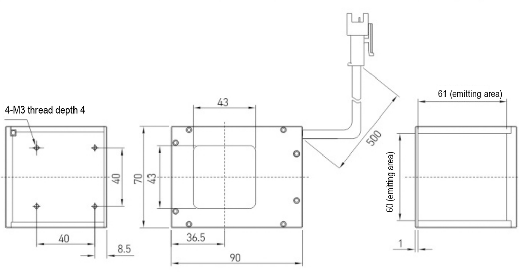 LS-COSC60 dimensions (mm)