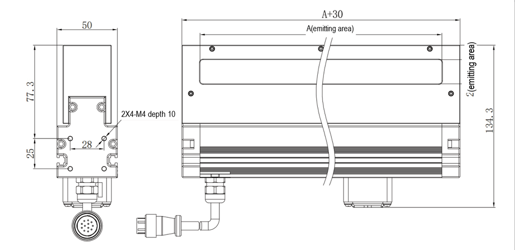LS-COX-100 dimensions (mm)