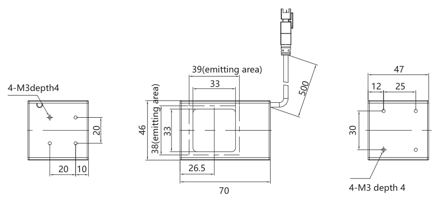 LS-CP40M40-R/G/B/W dimensions (mm)