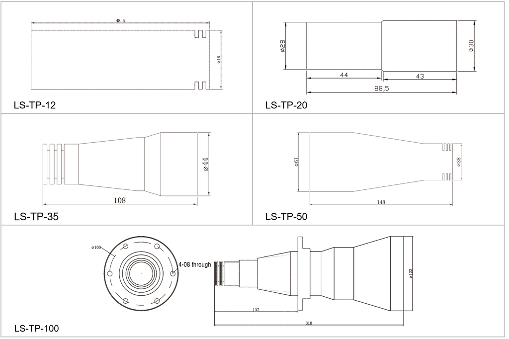 LS-TP-12 dimensions (mm)