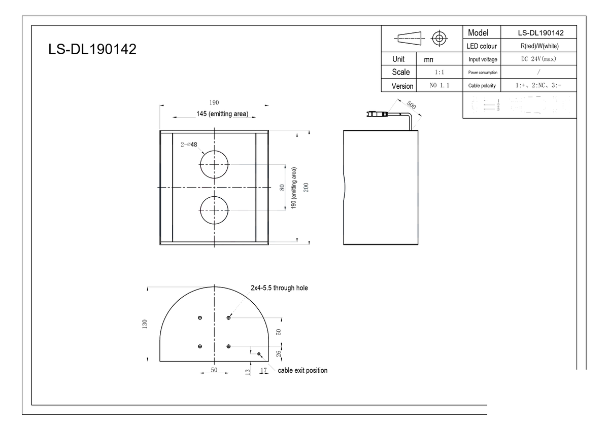 LS-DL190142 dimensions (mm)