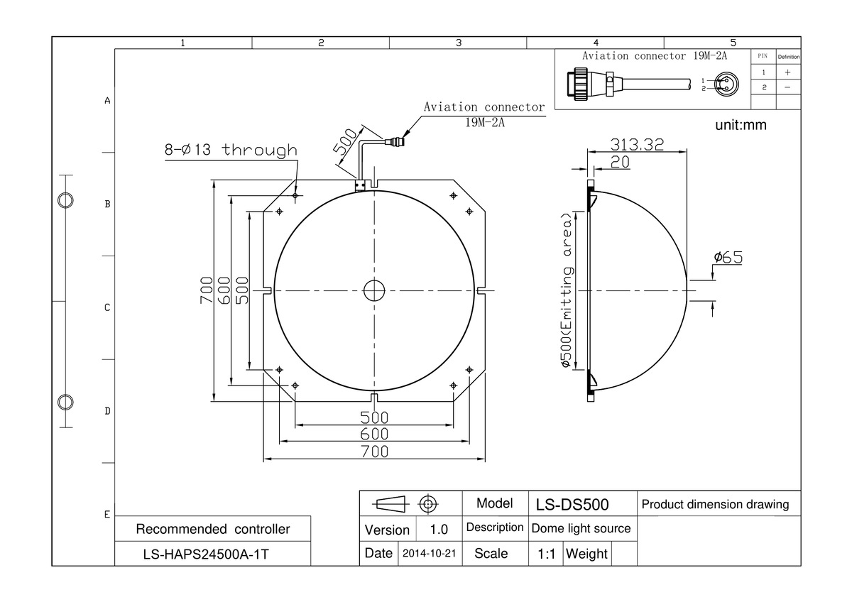LS-DS500 dimensions (mm)