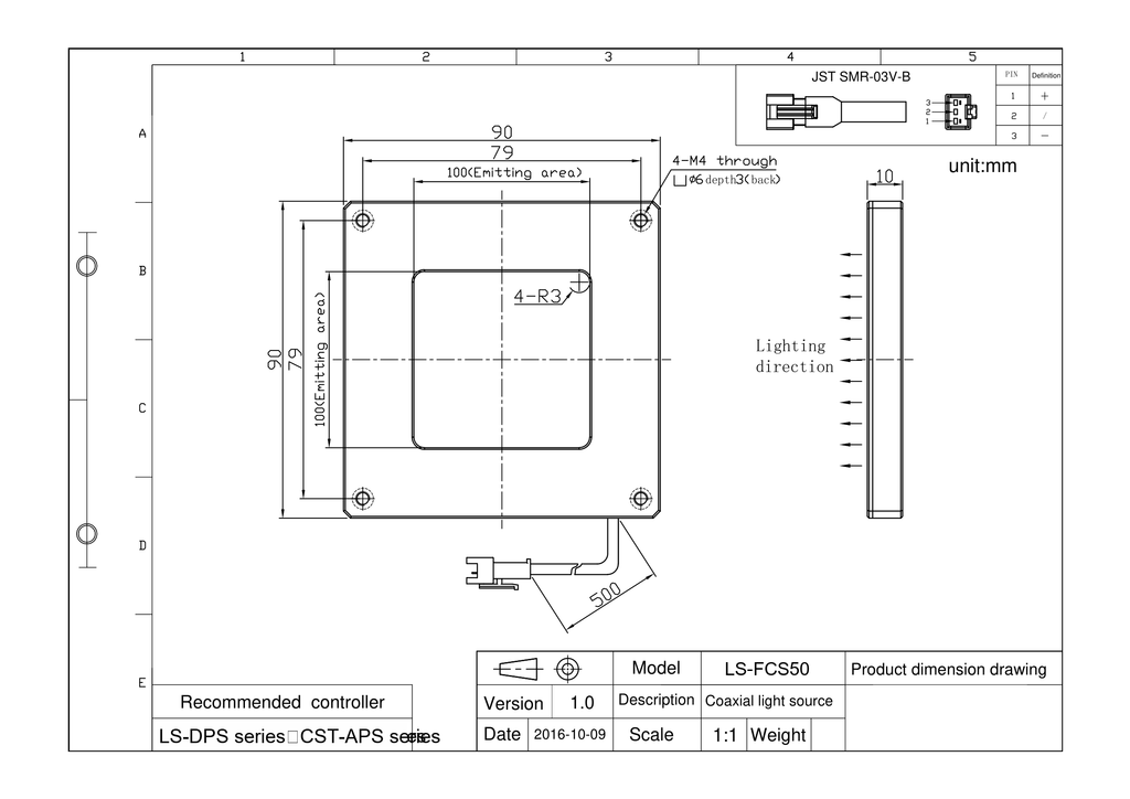 LS-FCS50 dimensions (mm)