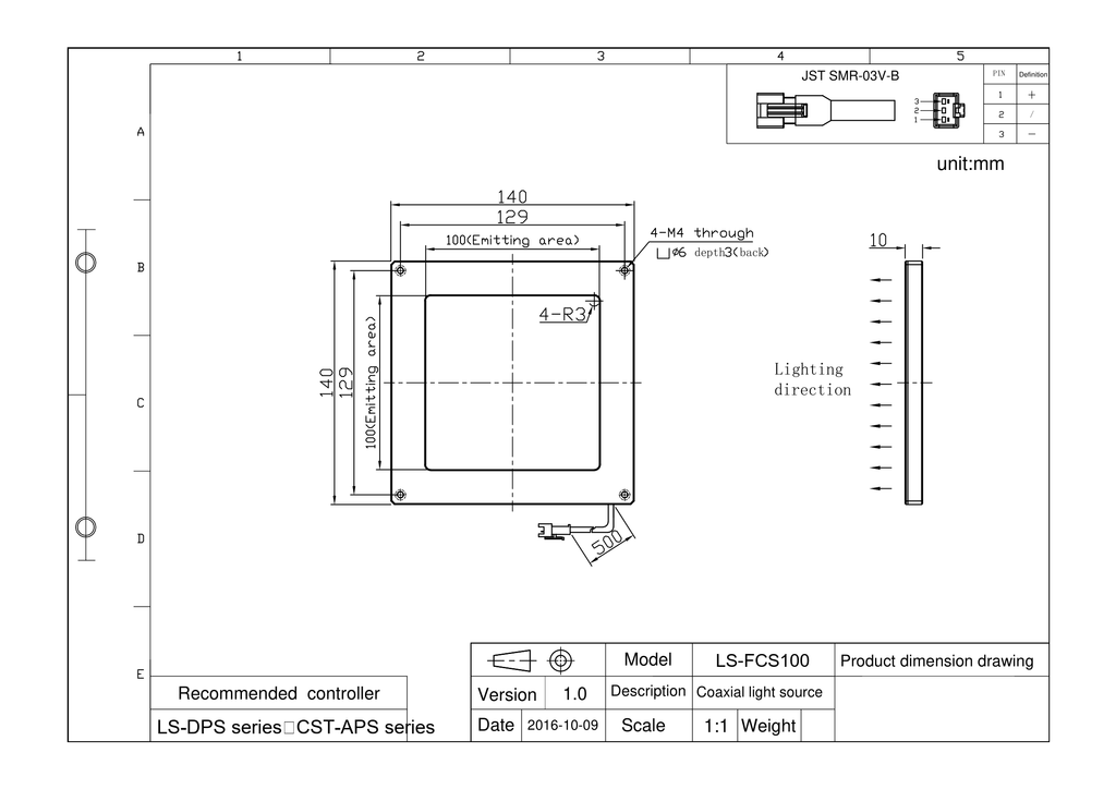 LS-FCS100 dimensions (mm)