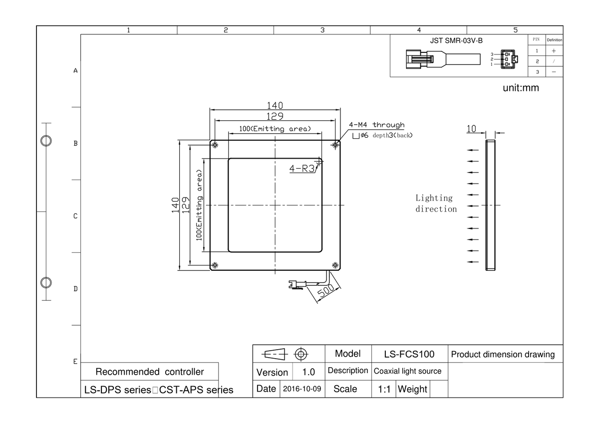 LS-FCS100 dimensions (mm)